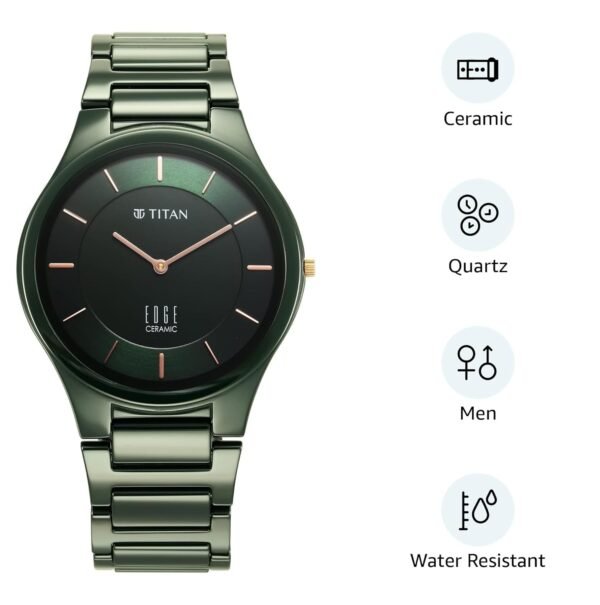 Titan Edge Ceramic Green Dial Analog Ceramic Strap Watch for Men - Image 2
